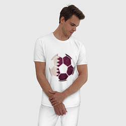 Пижама хлопковая мужская Qatar ball, цвет: белый — фото 2