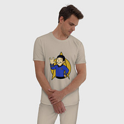 Пижама хлопковая мужская Spoke - vault boy, цвет: миндальный — фото 2