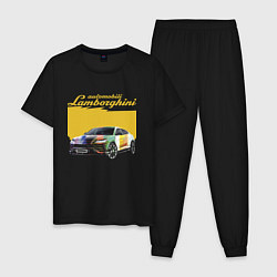 Пижама хлопковая мужская Lamborghini Urus - Italy, цвет: черный