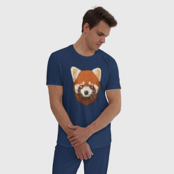 Пижама хлопковая мужская Голова милой красной панды, цвет: тёмно-синий — фото 2