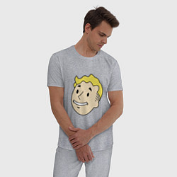 Пижама хлопковая мужская Vault boy head, цвет: меланж — фото 2