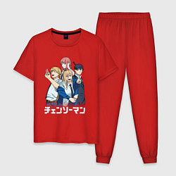 Пижама хлопковая мужская Команда Макимы, цвет: красный