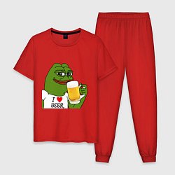 Пижама хлопковая мужская Drink Pepe, цвет: красный