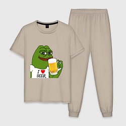 Пижама хлопковая мужская Drink Pepe, цвет: миндальный