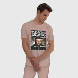 Пижама хлопковая мужская Drake Ovo Sound, цвет: пыльно-розовый — фото 2