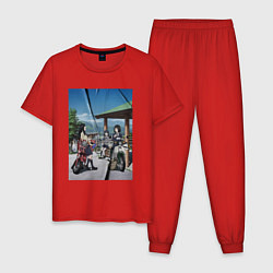 Пижама хлопковая мужская Си Рэйко и Когума - Супер Каб, цвет: красный