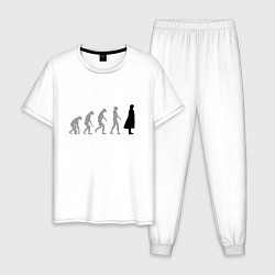 Пижама хлопковая мужская Эволюция Шерлока, цвет: белый