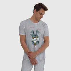 Пижама хлопковая мужская Уставший кролик, цвет: меланж — фото 2