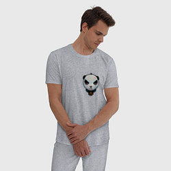 Пижама хлопковая мужская Хмурый панда, цвет: меланж — фото 2