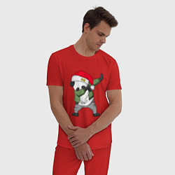 Пижама хлопковая мужская Панда Дед Мороз, цвет: красный — фото 2