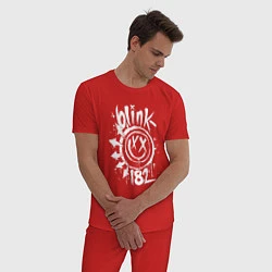 Пижама хлопковая мужская Blink 182 logo, цвет: красный — фото 2