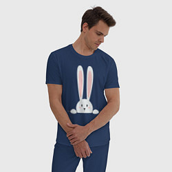 Пижама хлопковая мужская Скандинавский заяц, цвет: тёмно-синий — фото 2