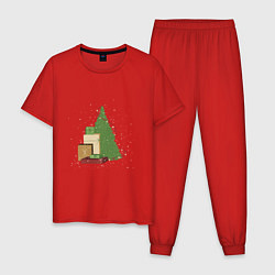 Мужская пижама Новогодняя елка с горой подарков