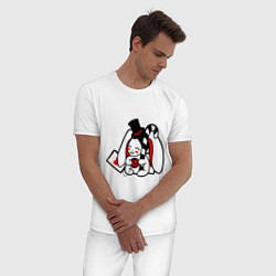 Пижама хлопковая мужская Кролик с часами, цвет: белый — фото 2