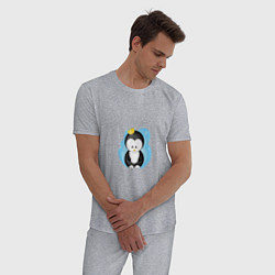 Пижама хлопковая мужская Королевский пингвин, цвет: меланж — фото 2