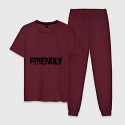 Пижама хлопковая мужская DayZ: Im friendly, цвет: меланж-бордовый