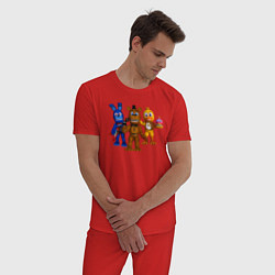 Пижама хлопковая мужская Бонни, Фредди и Чика, цвет: красный — фото 2