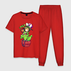 Пижама хлопковая мужская Крутой кактус, цвет: красный
