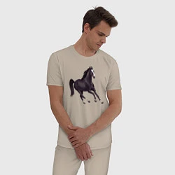 Пижама хлопковая мужская Марварская лошадь, цвет: миндальный — фото 2
