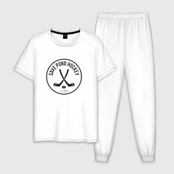 Пижама хлопковая мужская Save Pond Hockey, цвет: белый