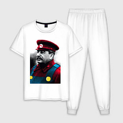 Пижама хлопковая мужская Иосиф Виссарионович Сталин - memes Mario, цвет: белый