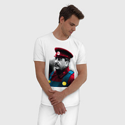 Пижама хлопковая мужская Иосиф Виссарионович Сталин - memes Mario, цвет: белый — фото 2