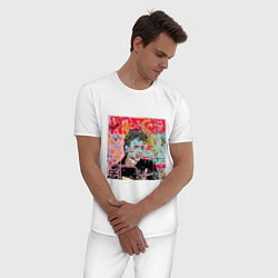 Пижама хлопковая мужская David Bowie musician singer, цвет: белый — фото 2