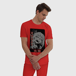 Пижама хлопковая мужская Тога семпай ахегао, цвет: красный — фото 2