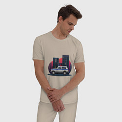 Пижама хлопковая мужская Lada Niva 4x4 Милиция, цвет: миндальный — фото 2