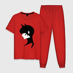 Пижама хлопковая мужская Wednesday в стиле аниме, цвет: красный
