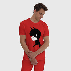 Пижама хлопковая мужская Wednesday в стиле аниме, цвет: красный — фото 2
