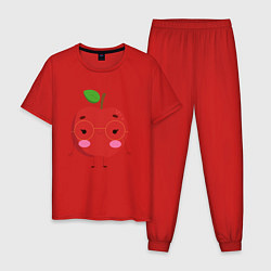 Пижама хлопковая мужская Просто яблоко, цвет: красный
