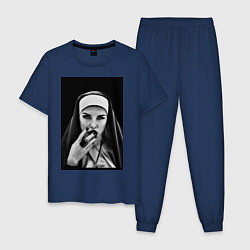 Пижама хлопковая мужская Готическая монахиня, цвет: тёмно-синий