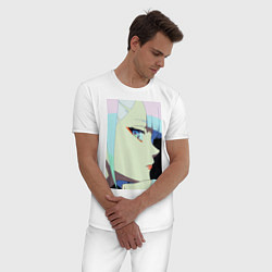 Пижама хлопковая мужская Люси со скучающим взглядом - аниме Киберпанк Бегущ, цвет: белый — фото 2