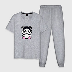 Мужская пижама Милая панда в капюшоне