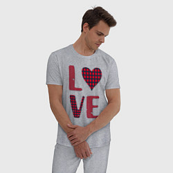 Пижама хлопковая мужская Любовь с сердцем, цвет: меланж — фото 2