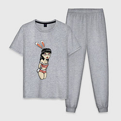 Пижама хлопковая мужская Костюм зайки, цвет: меланж