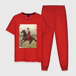 Пижама хлопковая мужская Николай II на коне, цвет: красный