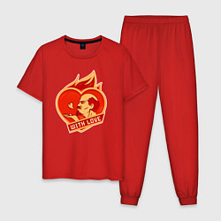 Пижама хлопковая мужская Ленин - с любовью, цвет: красный