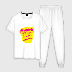 Пижама хлопковая мужская Gorilla face, цвет: белый