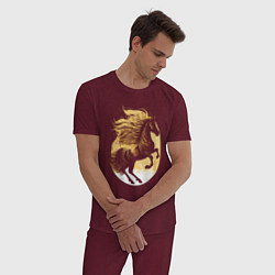 Пижама хлопковая мужская Лошадь логотип, цвет: меланж-бордовый — фото 2
