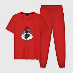 Пижама хлопковая мужская Мурмурчик, цвет: красный