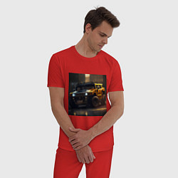 Пижама хлопковая мужская Машина на все времена, цвет: красный — фото 2