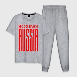 Пижама хлопковая мужская Бокс Российская сборная, цвет: меланж