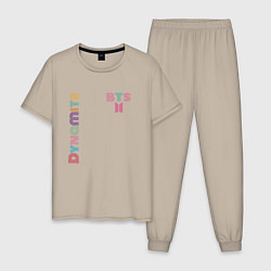 Пижама хлопковая мужская Dynamite BTS logo, цвет: миндальный