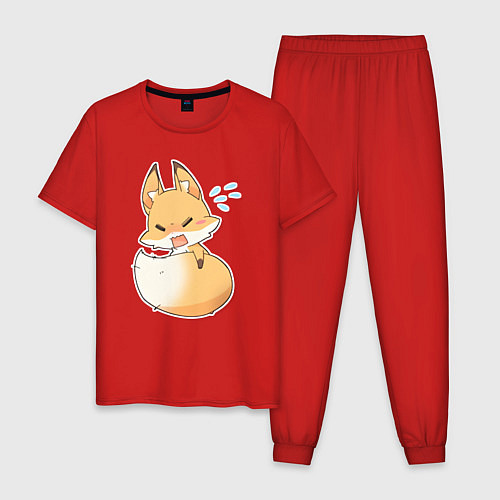 Мужская пижама Милая лисичка недовольна / Красный – фото 1