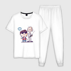 Пижама хлопковая мужская Док и Марти, цвет: белый