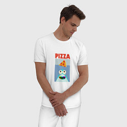 Пижама хлопковая мужская Pizza jaws, цвет: белый — фото 2