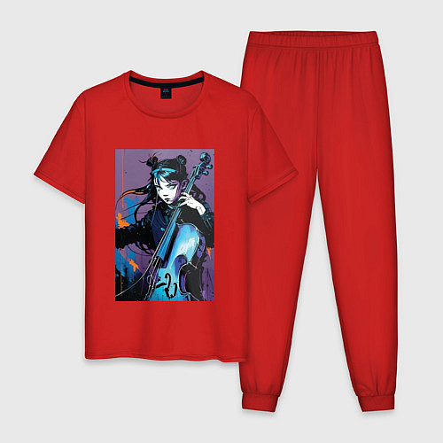 Мужская пижама Уэнсдэй на виолончели / Красный – фото 1