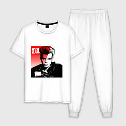 Пижама хлопковая мужская Billy Idol musician, цвет: белый